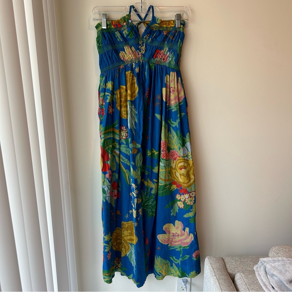 MOTHER The Screeching Cotton Halter Midi Dress in The Big Floral Print - Picture 5 of 13